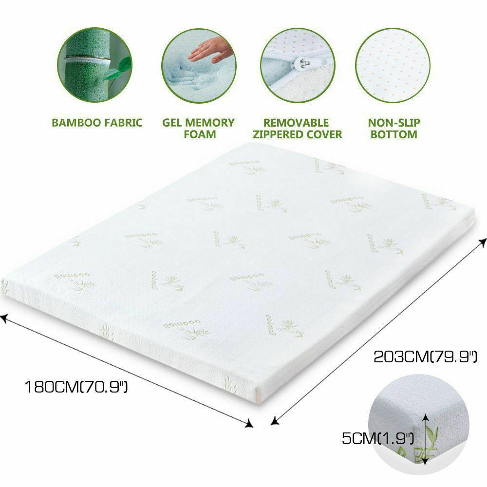 DreamZ 5cm Thickness Cool Gel Memory Foam Mattress Topper Bamboo Fabric King Tristar Online