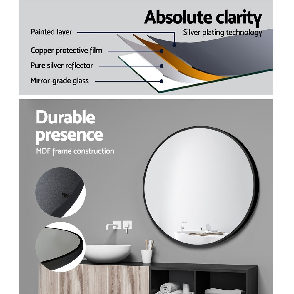 Embellir Round Wall Mirror 50cm Makeup Bathroom Mirror Frameless Tristar Online