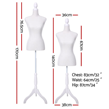 Female Mannequin 170cm Model Dressmaker Clothes Display Torso Tailor Wedding White Tristar Online