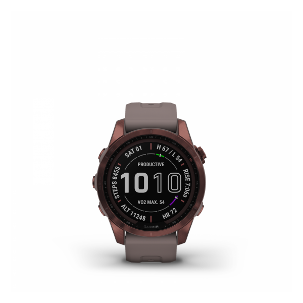 Garmin Fenix 7S Sapphire Solar Watch - Dark Bronze Titanium with Shale Gray Band Garmin