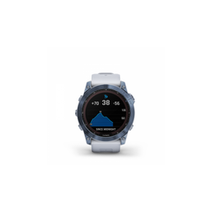 Garmin Fenix 7 Sapphire Solar Smart Watch Touchscreen - Mineral Blue DLC Titanium with Whitestone Band Garmin