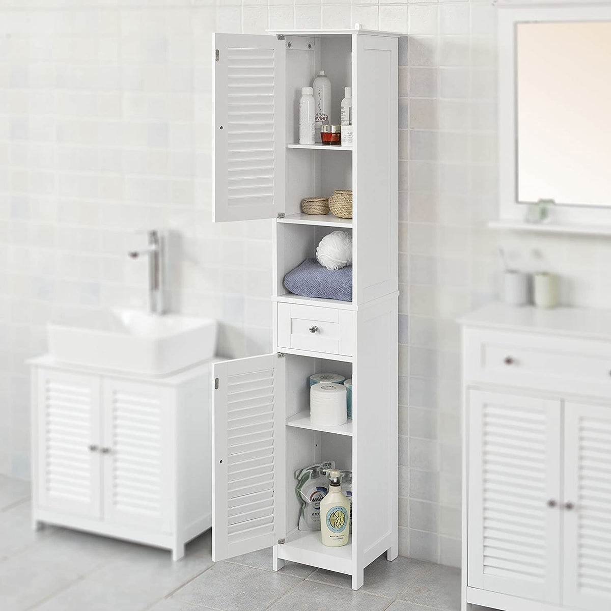 Freestanding Tall Bathroom Cabinet 170x32x30 cm Tristar Online