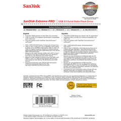 SanDisk 256GB Extreme PRO USB 3.2 Solid State Flash Drive (SDCZ880-256G) Tristar Online