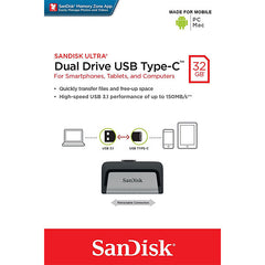 SANDISK ULTRA 32GB SDDDC2-032G Dual USB Drive Type-C 3.1 Tristar Online