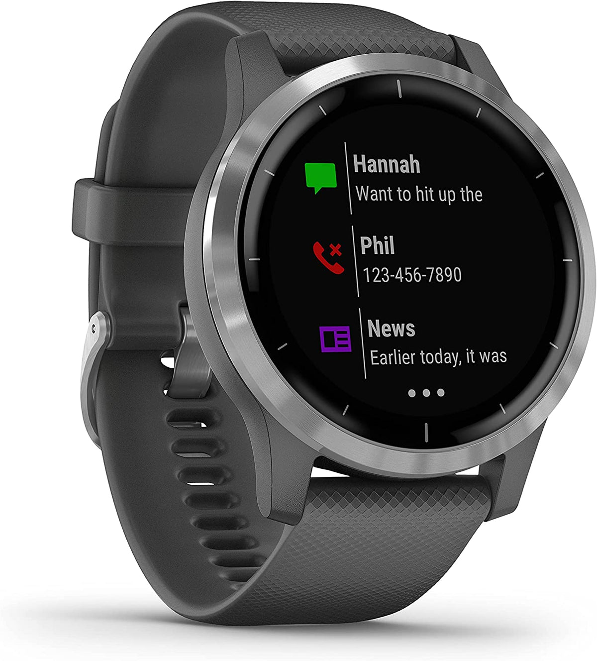 Garmin Vivoactive 4 GPS Fitness Smartwatch, Silver with Grey Band - Pristine - Refurbished Garmin