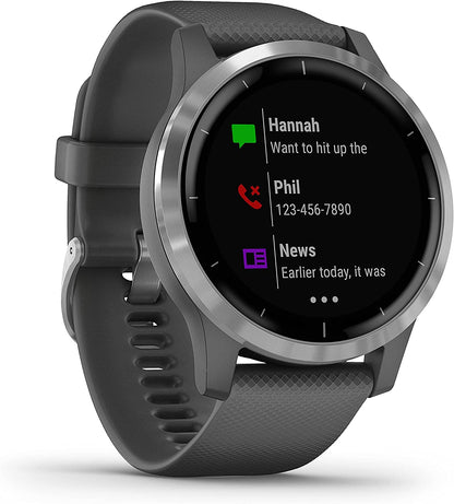 Garmin Vivoactive 4 GPS Fitness Smartwatch, Silver with Grey Band - Pristine - Refurbished Garmin
