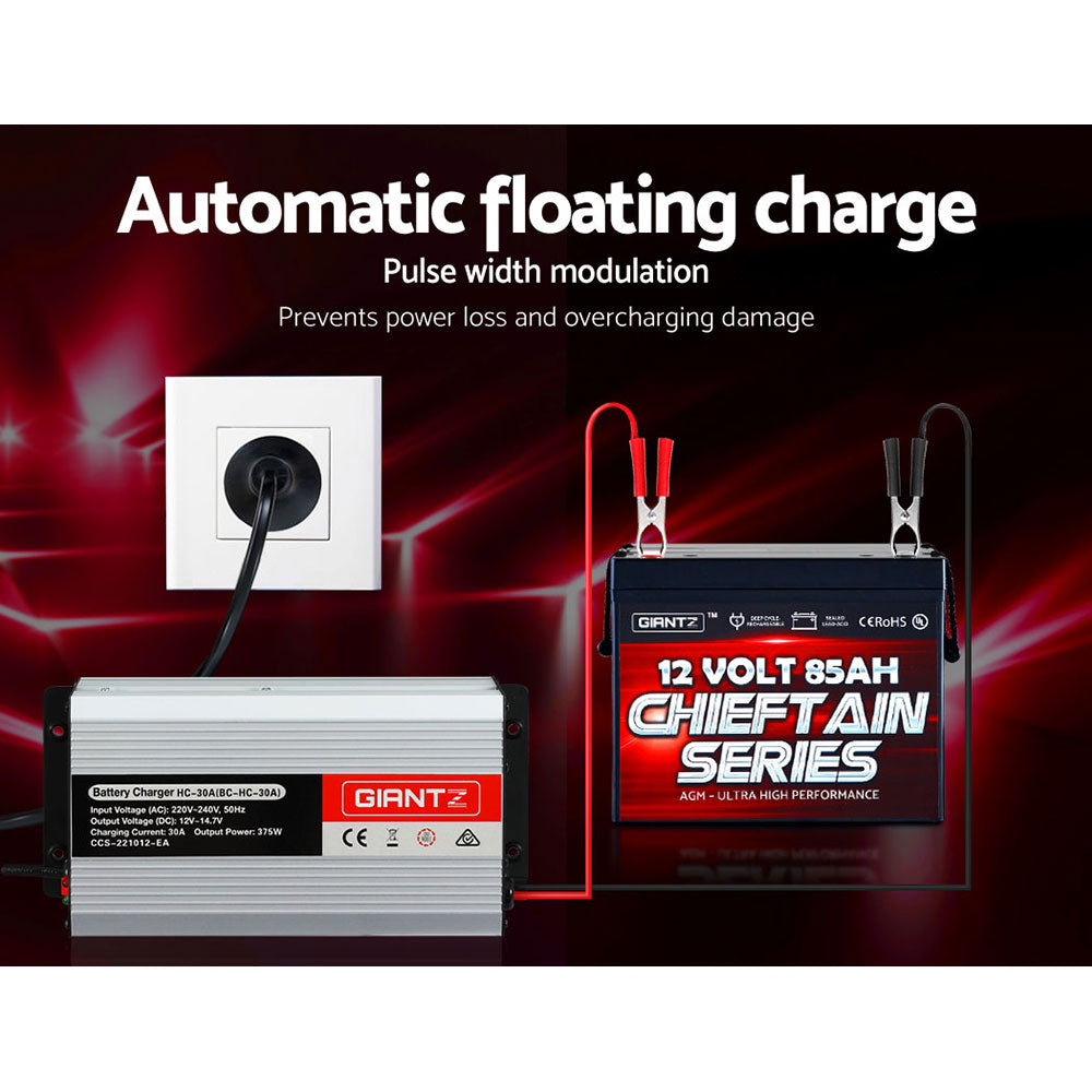 Giantz 12V 30A Car Battery Charger 30Amp ATV 4WD Boat Caravan Tristar Online