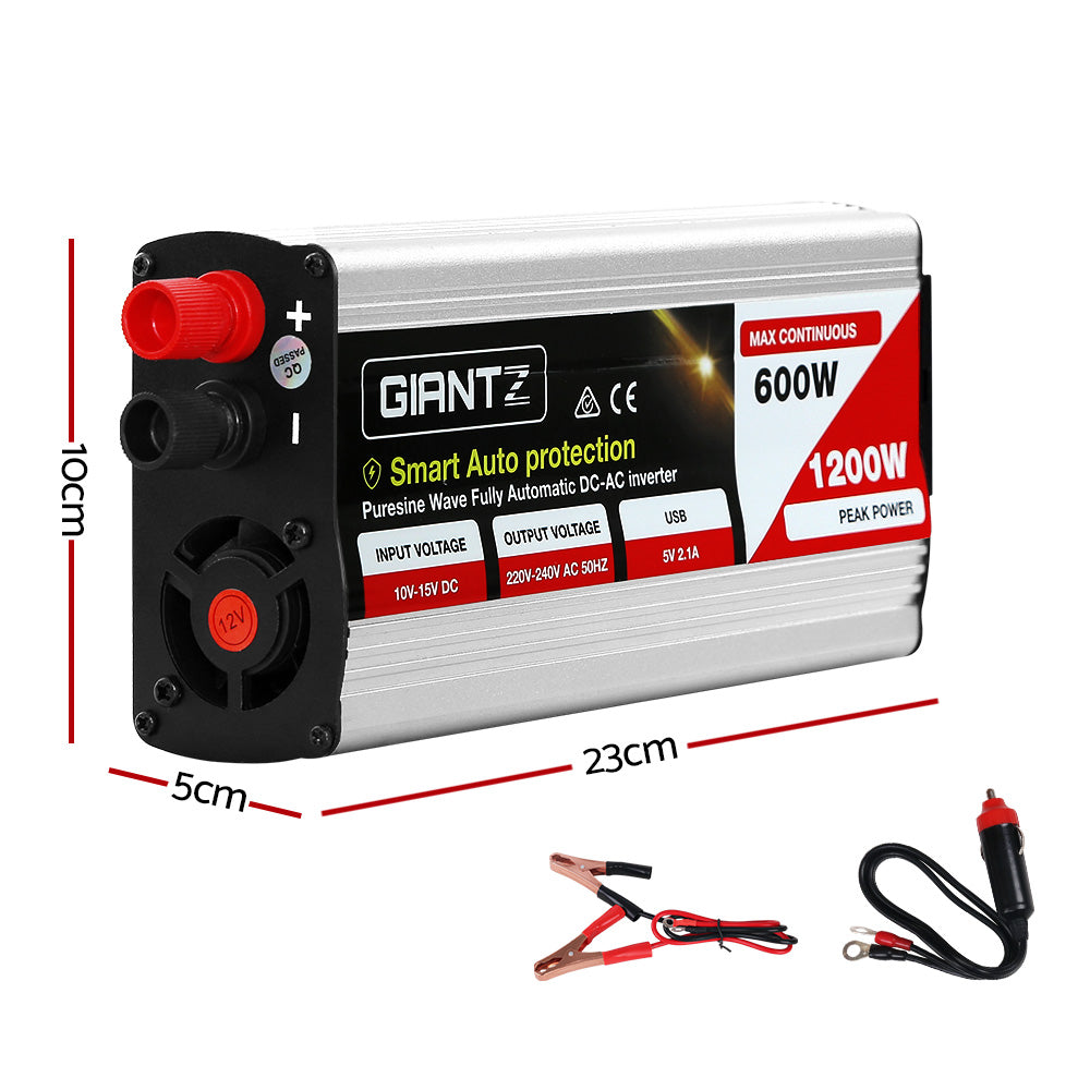 Giantz 600W Puresine Wave DC-AC Power Inverter Tristar Online