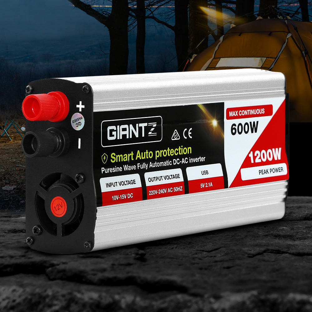 Giantz 600W Puresine Wave DC-AC Power Inverter Tristar Online