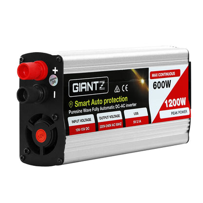 Giantz 600W Puresine Wave DC-AC Power Inverter Tristar Online