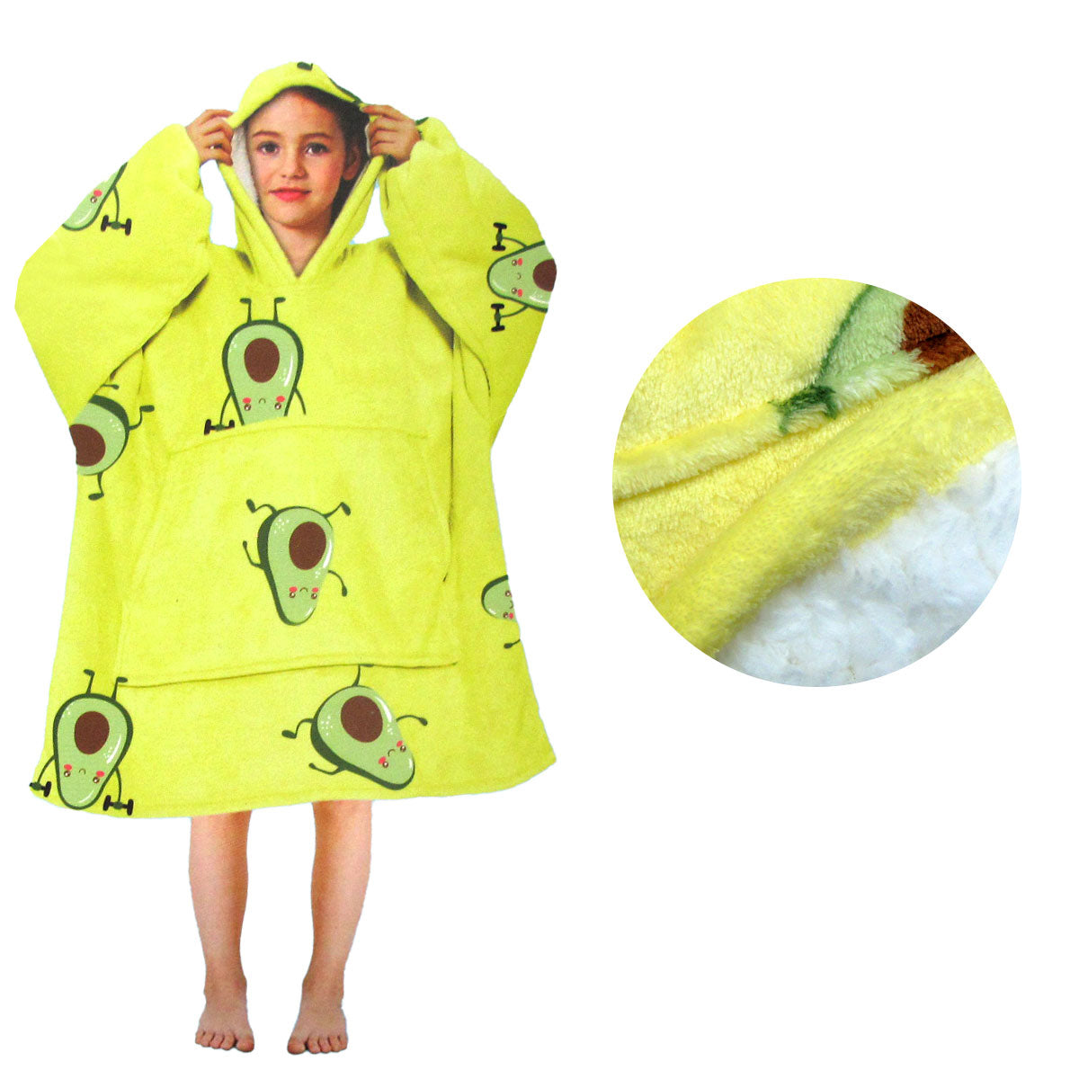Girls Comfy Warm Blanket Hoodie with Sherpa Fleece Reverse Avocado Tristar Online