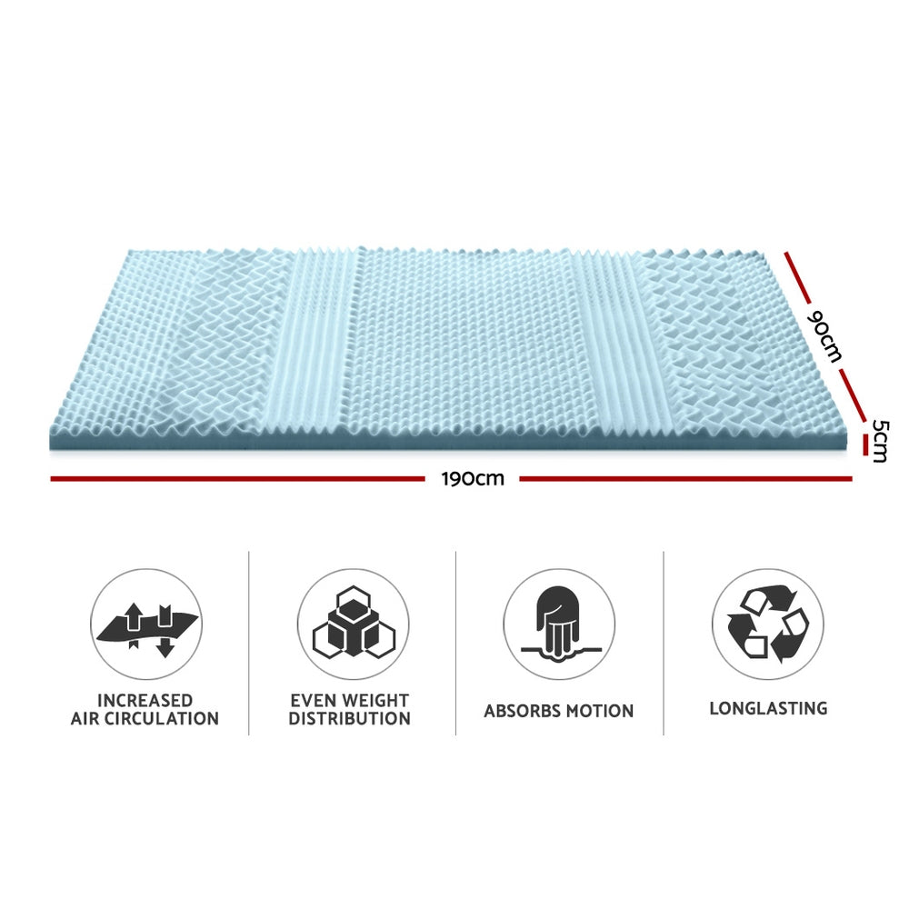 Giselle Bedding Cool Gel 7-zone Memory Foam Mattress Topper w/Bamboo Cover 5cm - Single Tristar Online