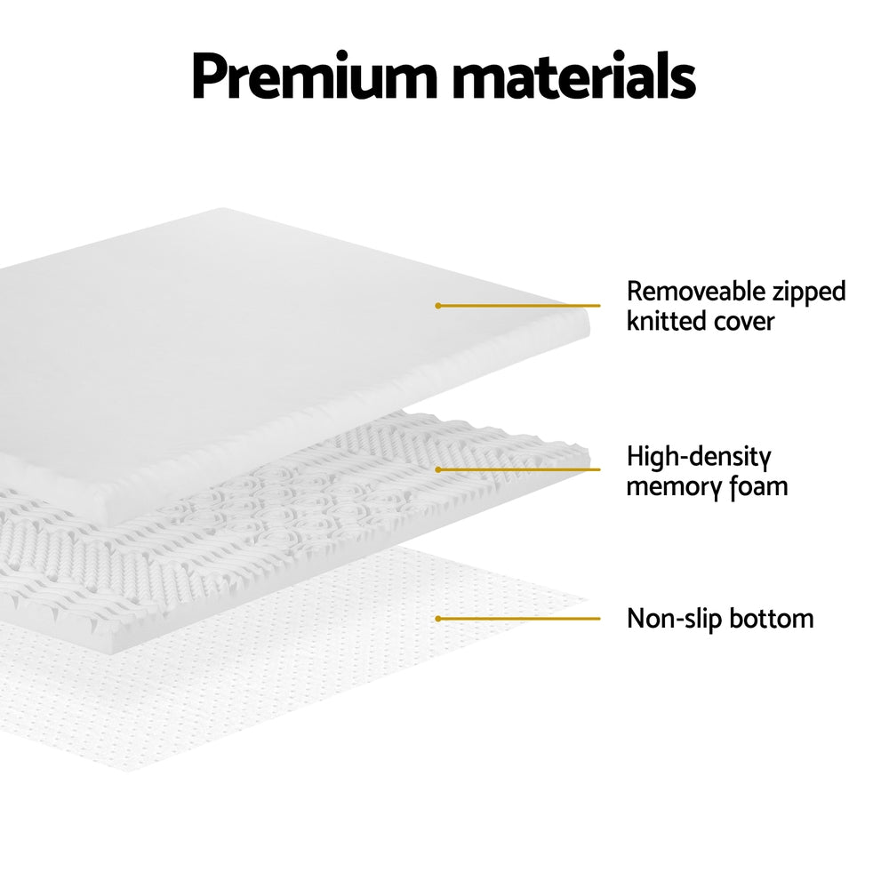 Giselle Bedding Memory Foam Mattress Topper 7-Zone Airflow Pad 8cm Single White Tristar Online