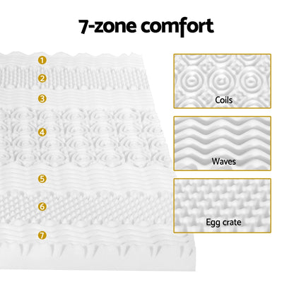 Giselle Bedding Memory Foam Mattress Topper 7-Zone Airflow Pad 8cm Single White Tristar Online