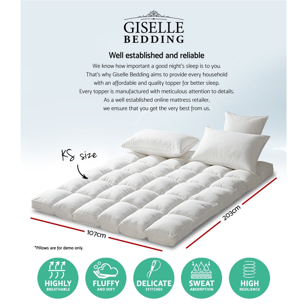 Giselle King Single Mattress Topper Pillowtop 1000GSM Microfibre Filling Protector Tristar Online
