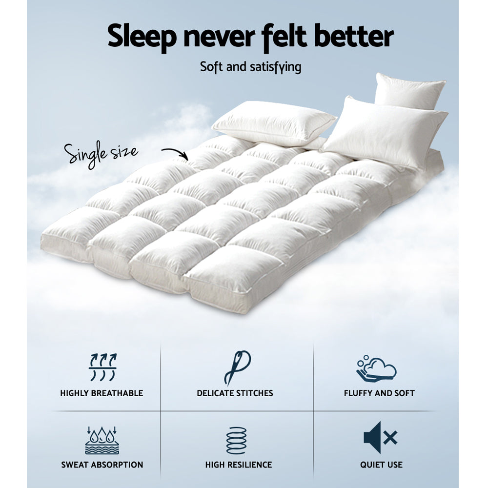 Giselle Single Mattress Topper Bamboo Fibre Pillowtop Protector Tristar Online