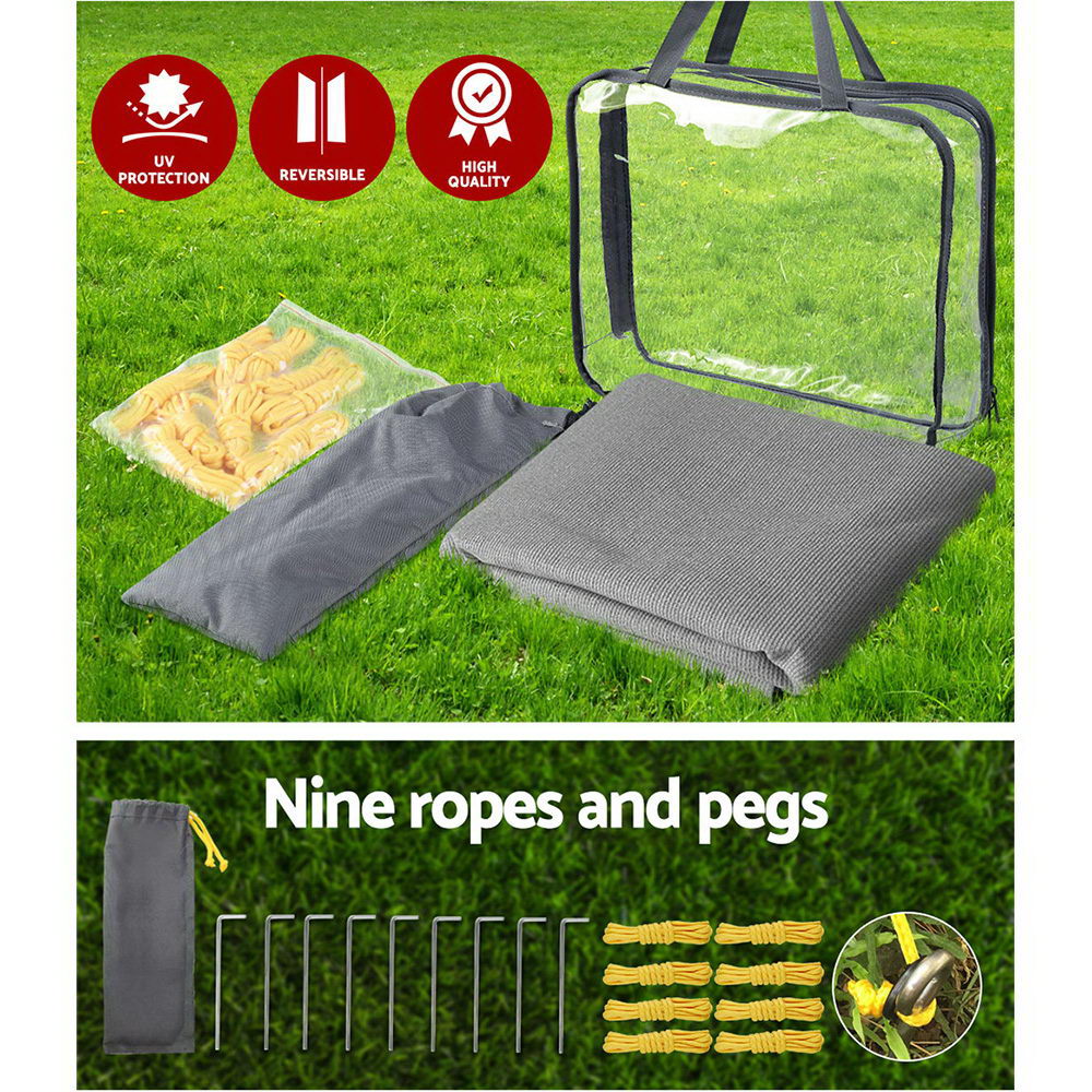 Grey Caravan Privacy Screen 1.95 x 2.2M End Wall Side Sun Shade Roll Out Awning Tristar Online