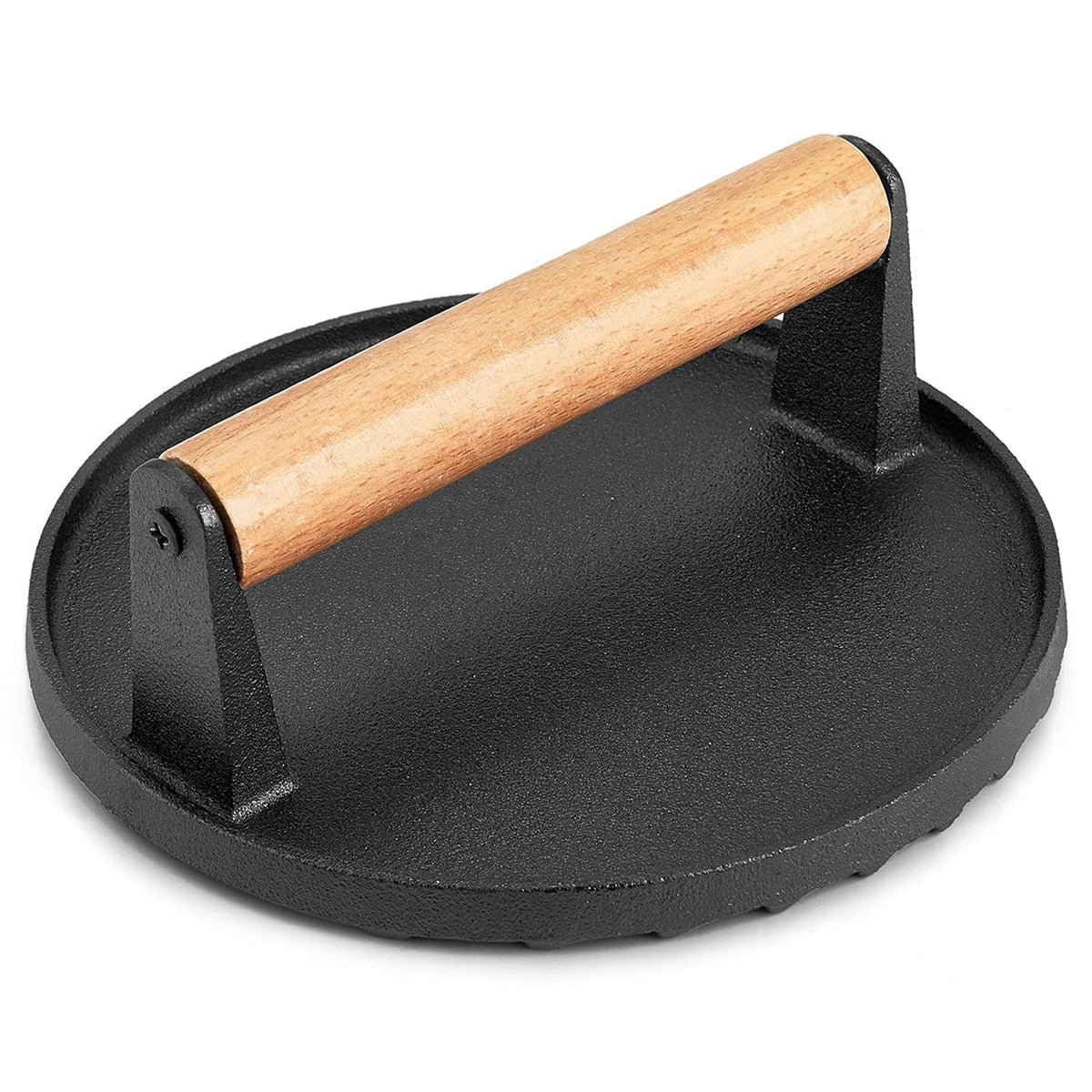 Heavy Duty Round Cast Iron Grill Burger Press Pre-Seasoned Steak Griddle BBQ Grilling Tristar Online