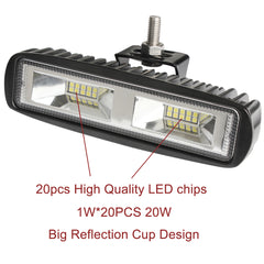 Pair 6inch 20w LED Work Driving Light Bar Ultra Flood Beam Lamp Reverse Offroad Tristar Online
