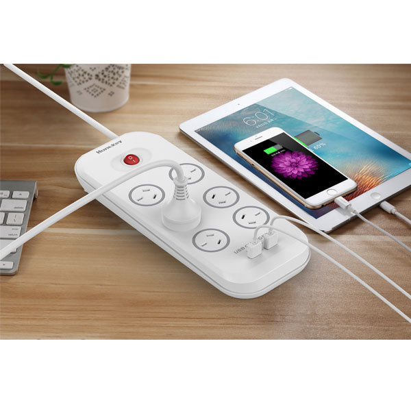Huntkey 6-Outlet Surge Protector with 2 USB Charging Outlets (SAC607) Tristar Online