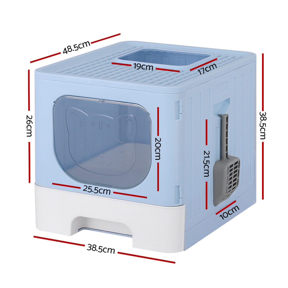 i.Pet Cat Litter Box Large Tray Kitty Toilet Enclosed Hooded Foldable Scoop Blue Tristar Online