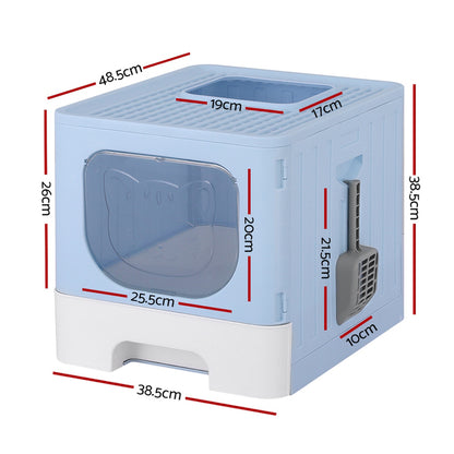 i.Pet Cat Litter Box Large Tray Kitty Toilet Enclosed Hooded Foldable Scoop Blue Tristar Online