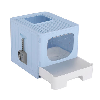 i.Pet Cat Litter Box Large Tray Kitty Toilet Enclosed Hooded Foldable Scoop Blue Tristar Online