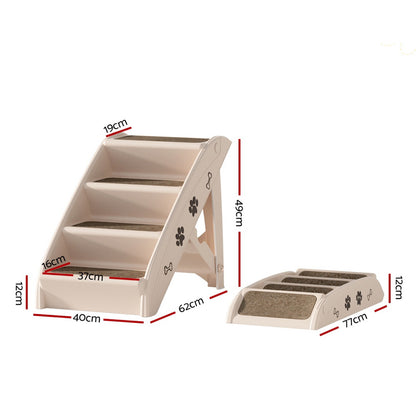 i.Pet Dog Ramp Steps For Bed Sofa Car Pet Stairs Ladder Indoor Foldable Beige Tristar Online