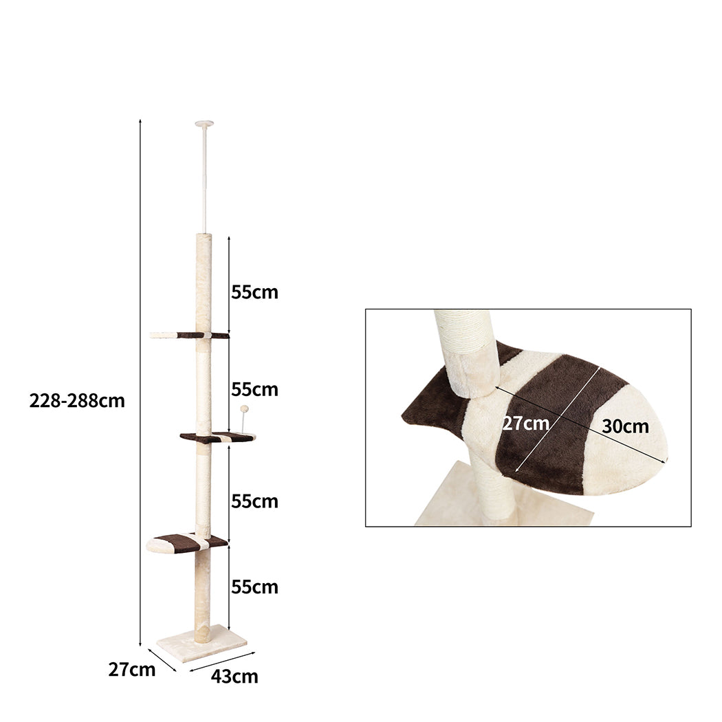 PaWz Cat Scratching Post Tree Condo Furniture Scratcher Tower 228-288 High Cream Tristar Online