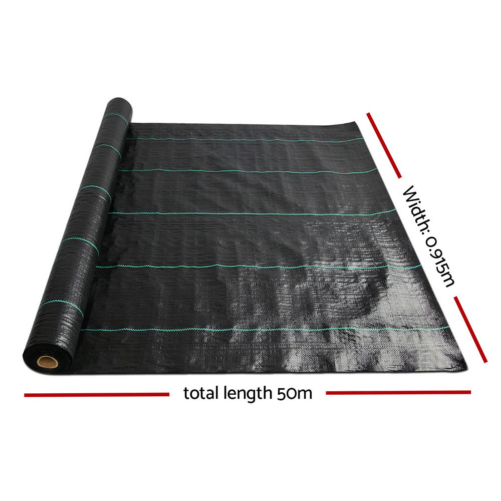 Instahut 0.915m x 50m Weedmat Weed Control Mat Woven Fabric Gardening Plant Tristar Online