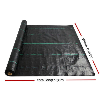Instahut 0.915m x 50m Weedmat Weed Control Mat Woven Fabric Gardening Plant Tristar Online