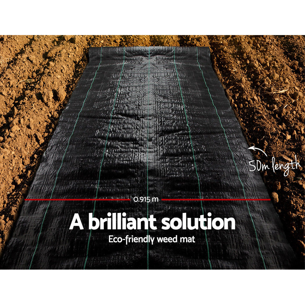 Instahut 0.915m x 50m Weedmat Weed Control Mat Woven Fabric Gardening Plant Tristar Online