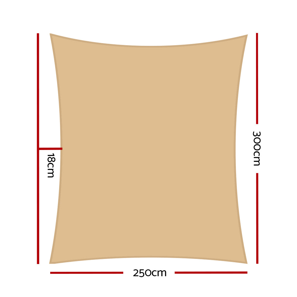 Instahut 2.5x3m Shade Sail Sun Shadecloth 280gsm Sand Tristar Online