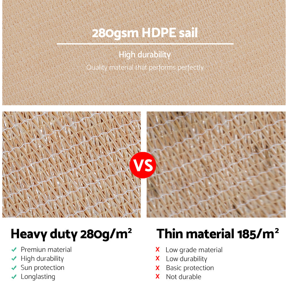 Instahut 2.5x3m Shade Sail Sun Shadecloth 280gsm Sand Tristar Online
