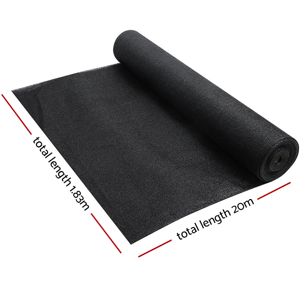 Instahut 50% Sun Shade Cloth Shadecloth Sail Roll Mesh 1.83x20m 100gsm Black Tristar Online