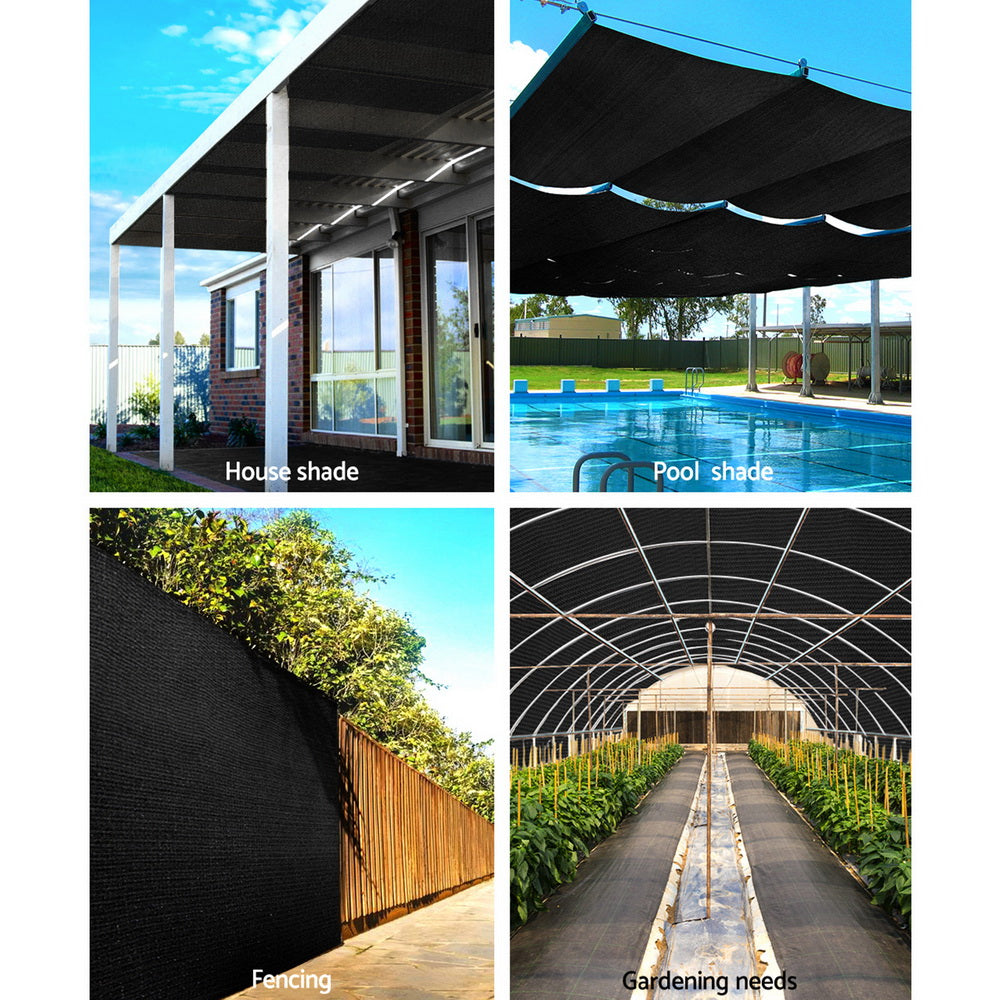 Instahut 50% Sun Shade Cloth Shadecloth Sail Roll Mesh 1.83x20m 100gsm Black Tristar Online