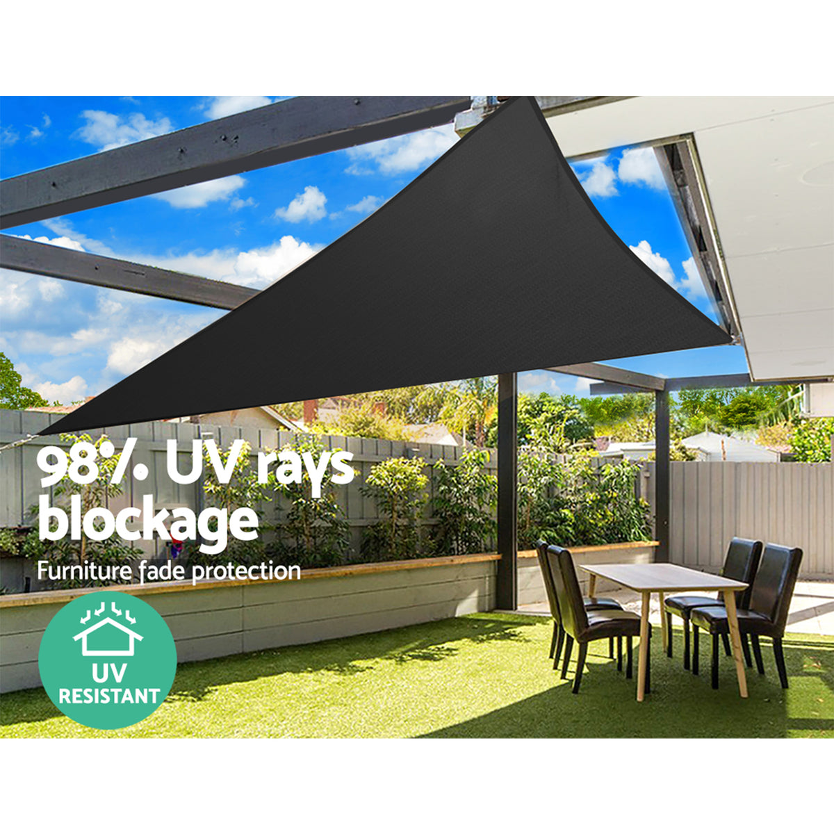 Instahut Sun Shade Sail Cloth Shadecloth Outdoor Canopy Triangle 280gsm 5x5x5m Tristar Online