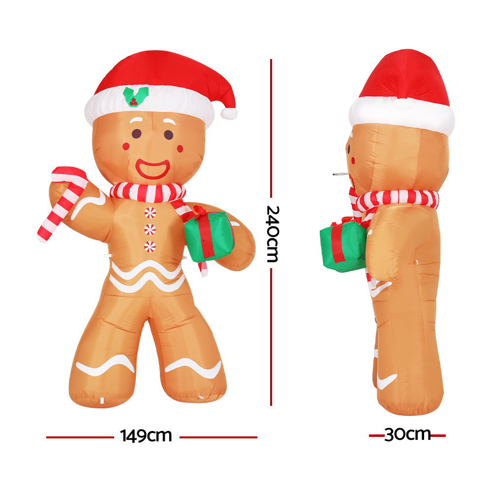 Jingle Jollys Christmas Inflatable Bear Doll 2.4M Outdoor Decorations Lights Tristar Online