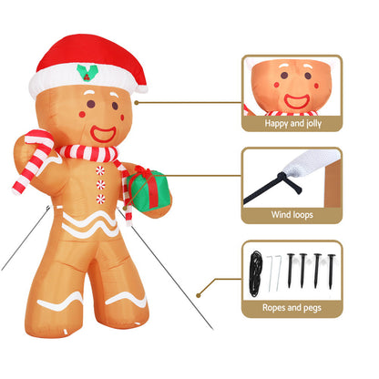 Jingle Jollys Christmas Inflatable Bear Doll 2.4M Outdoor Decorations Lights Tristar Online