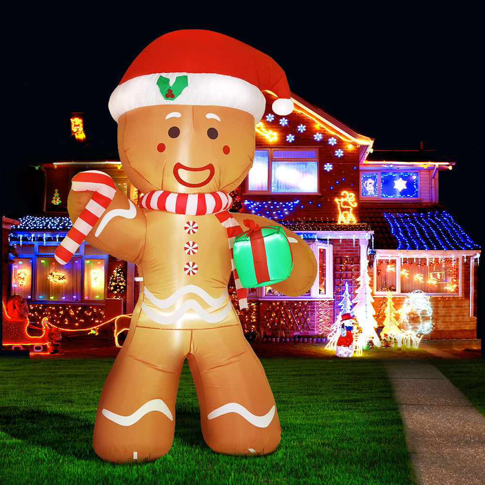 Jingle Jollys Christmas Inflatable Bear Doll 2.4M Outdoor Decorations Lights Tristar Online