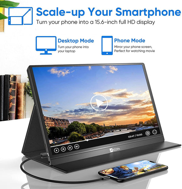 Arzopa Portable Monitor Touchscreen 15.6 inches 1080p Full HD Multifunction Gaming Display with 178 Degree Viewing Angle Arzopa