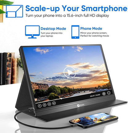 Arzopa Portable Monitor Touchscreen 15.6 inches 1080p Full HD Multifunction Gaming Display with 178 Degree Viewing Angle Arzopa