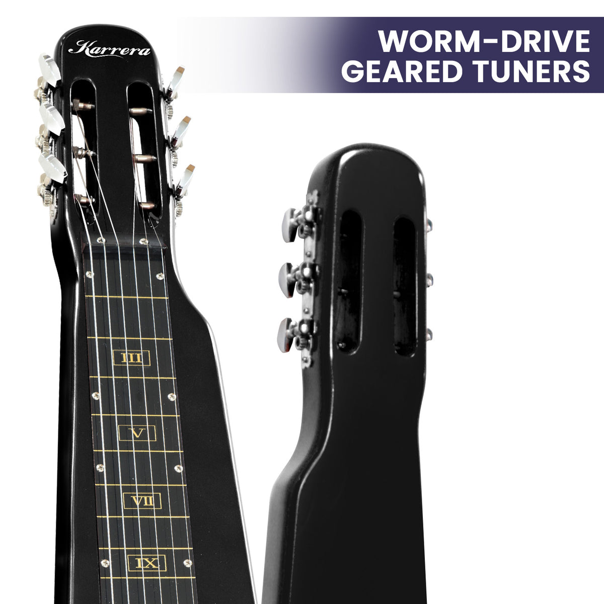 Karrera 29in 6-String Lap Steel Hawaiian Guitar - Black Tristar Online