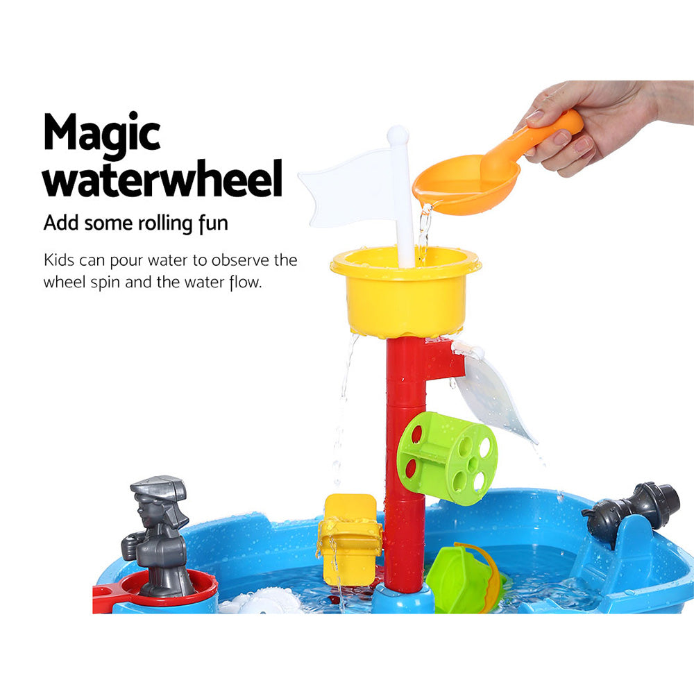 Keezi Kids Beach Sand and Water Toys Outdoor Table Pirate Ship Childrens Sandpit Tristar Online
