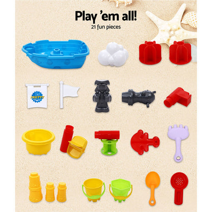Keezi Kids Beach Sand and Water Toys Outdoor Table Pirate Ship Childrens Sandpit Tristar Online
