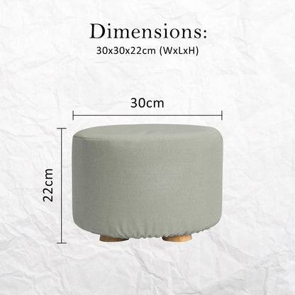 La Bella Grey Fabric Ottoman Round Wooden Leg Foot Stool Tristar Online