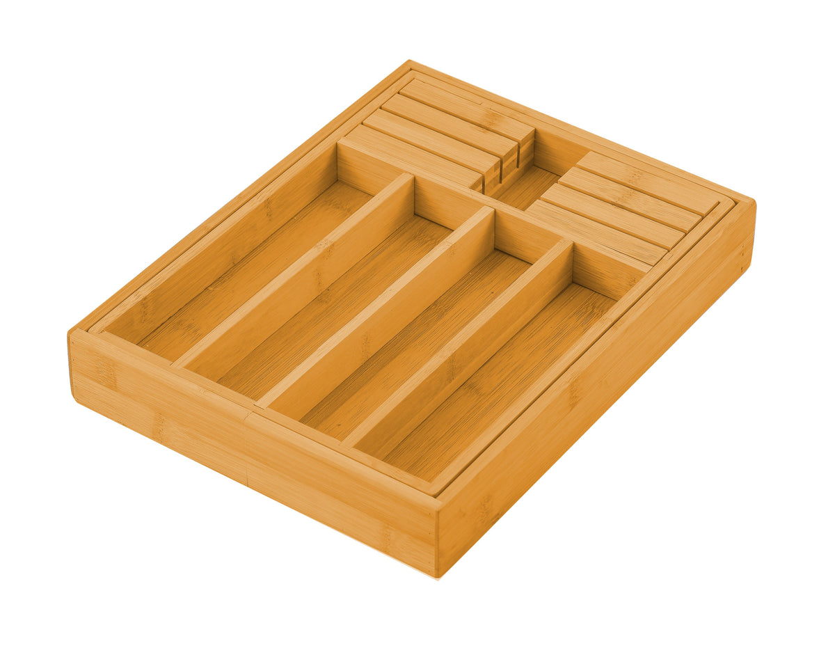 Large Capacity Bamboo Expandable Drawer Organizer with Knife Block Holder for Home Kitchen Utensils Tristar Online