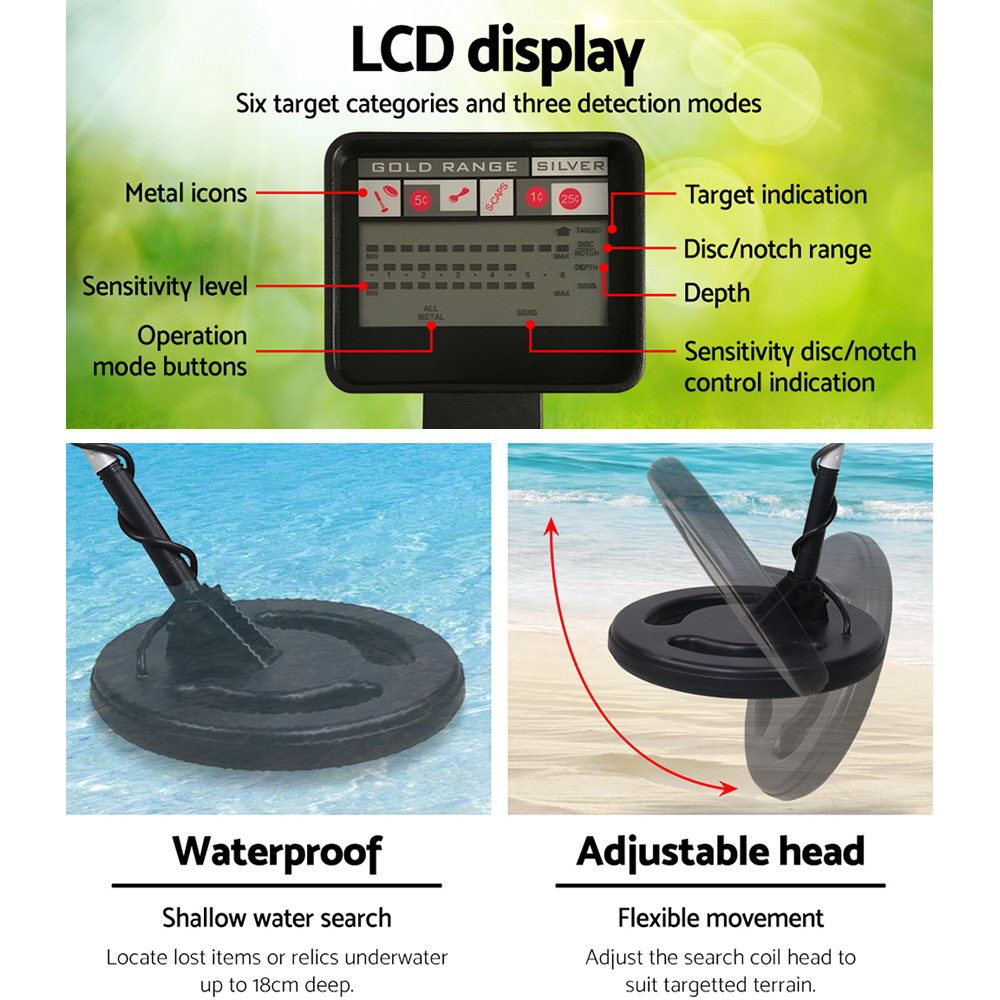 LCD Screen Metal Detector with Headphones - Black Tristar Online