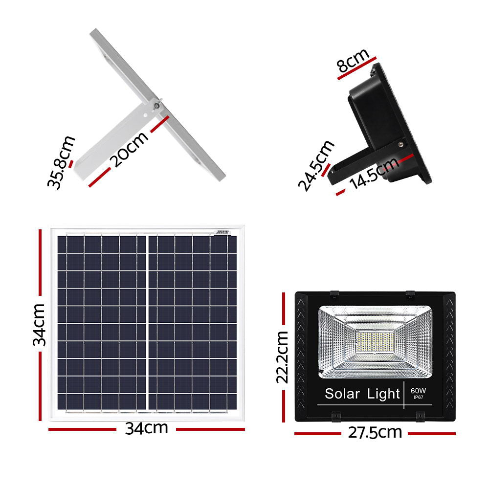 LED Solar Lights Street Flood Light Remote Outdoor Garden Security Lamp 60W Tristar Online