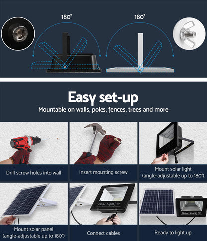 LED Solar Lights Street Flood Light Remote Outdoor Garden Security Lamp 60W Tristar Online